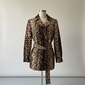Anne Klein Leopard Print Belted Coat